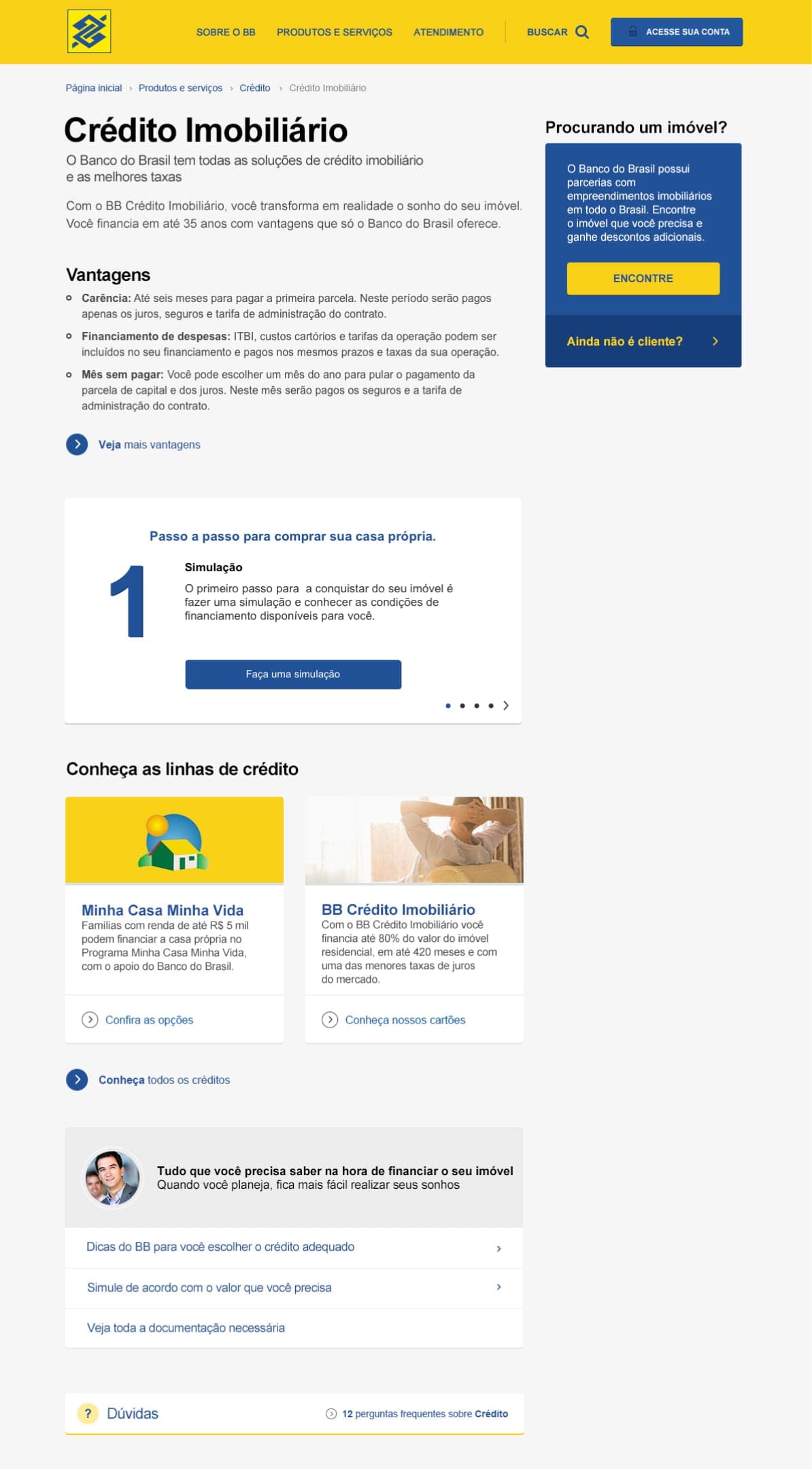 Frontend development of a landing page for the Bank of Brazil's Real Estate Credit.