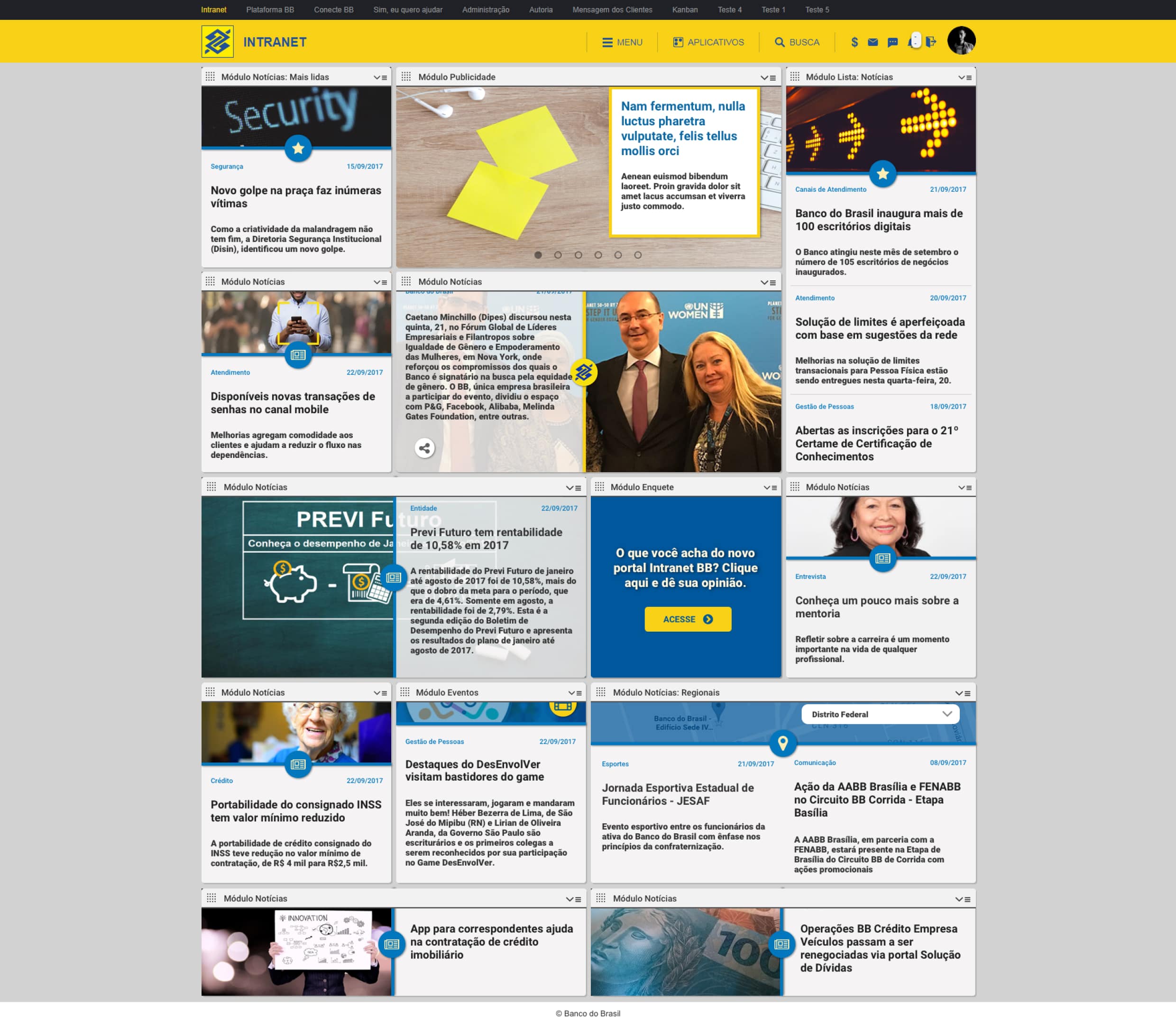Frontend development with Bootstrap of the Bank of Brazil's Intranet.