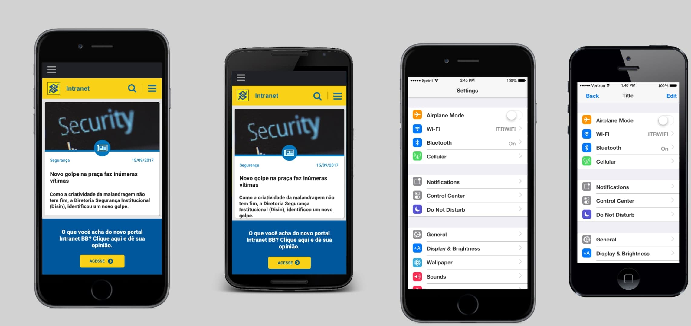 Frontend development with Bootstrap of the Bank of Brazil's Intranet in mobile environment.