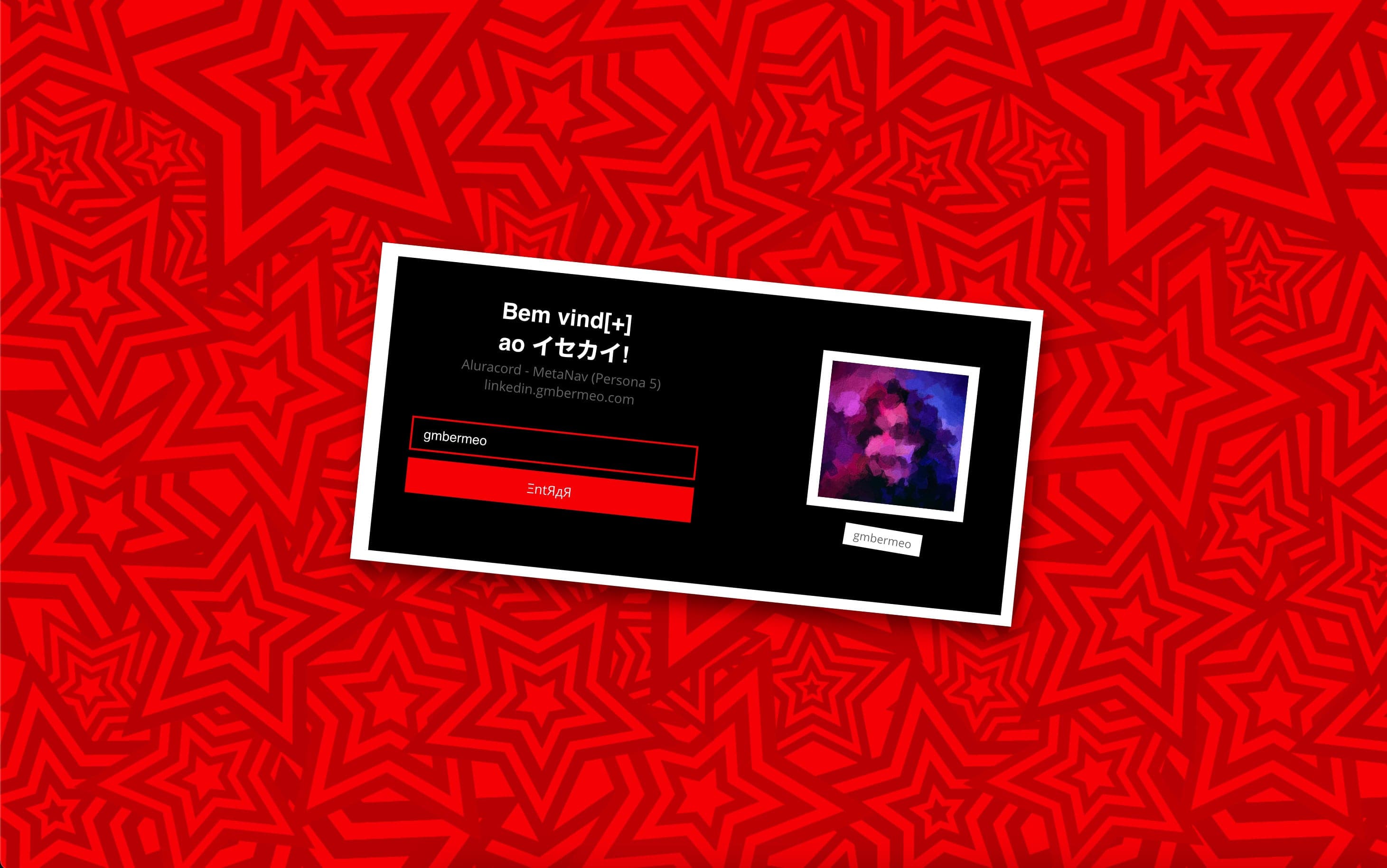 Persona's Metaverse Web Chat made for Alura's Coding Bootcamp of React (Next.js) in January of 2022.
